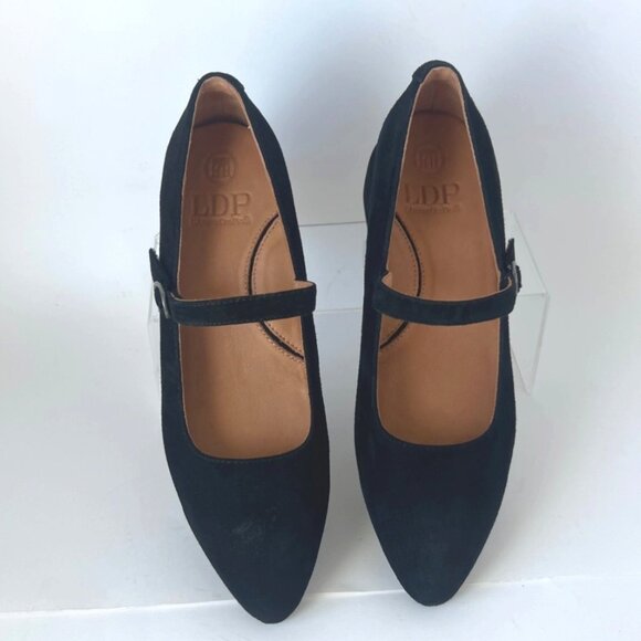 L’Amour Des Pieds Katriel Mary Jane Black Suede Women Block Heel Pumps Size 7.5 - Picture 3 of 12